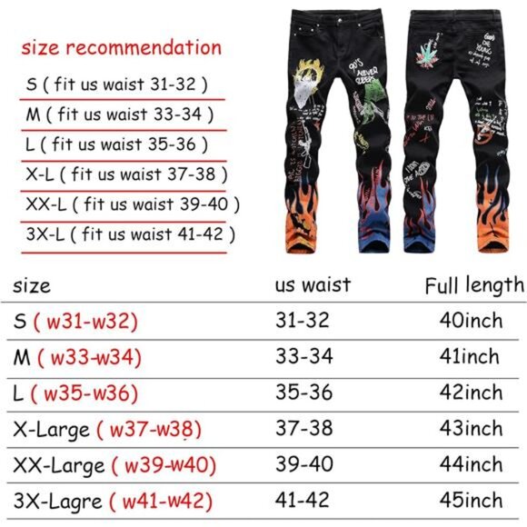 NEW w Tags 3D Painted Graffiti Jeans Men's Pants Streetwear Jeans Slim Fit - Picture 3 of 8